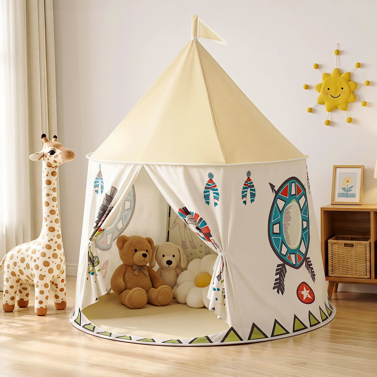 Keezi Kids Castle Play Tent Playhouse 115cm x 115cm