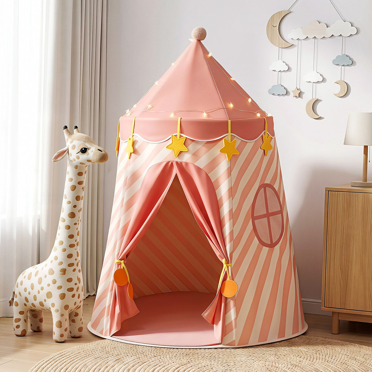 Keezi Kids Play Tent Playhouse with Star Lights 116cm x 153cm