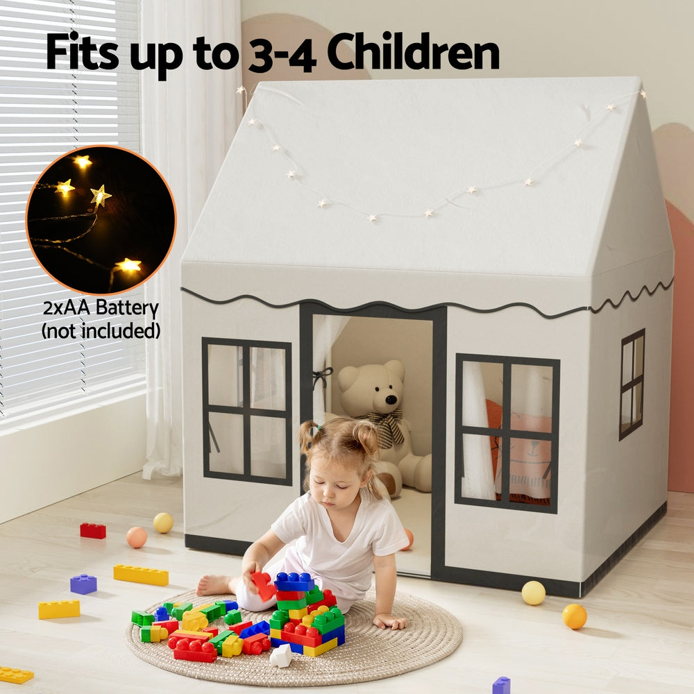 Keezi Kids Playhouse Castle Tent with Star Lights White