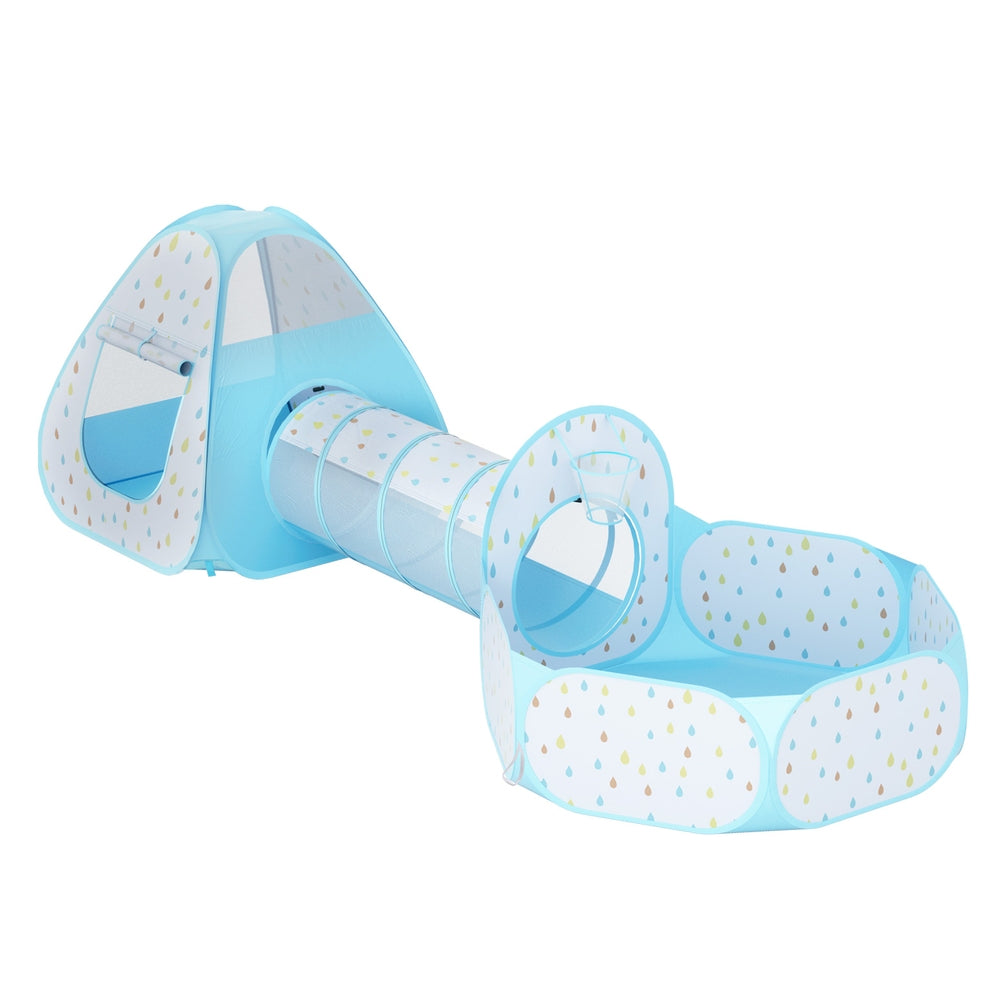 Keezi Kids 3-in-1 Pop Up Playhouse with Ball Pit and Tunnel Blue