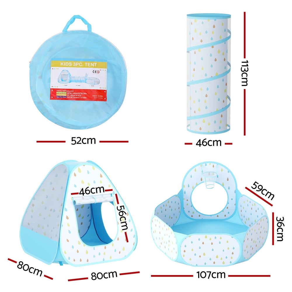Keezi 3-in-1 Kids Play Tent Pop Up Blue