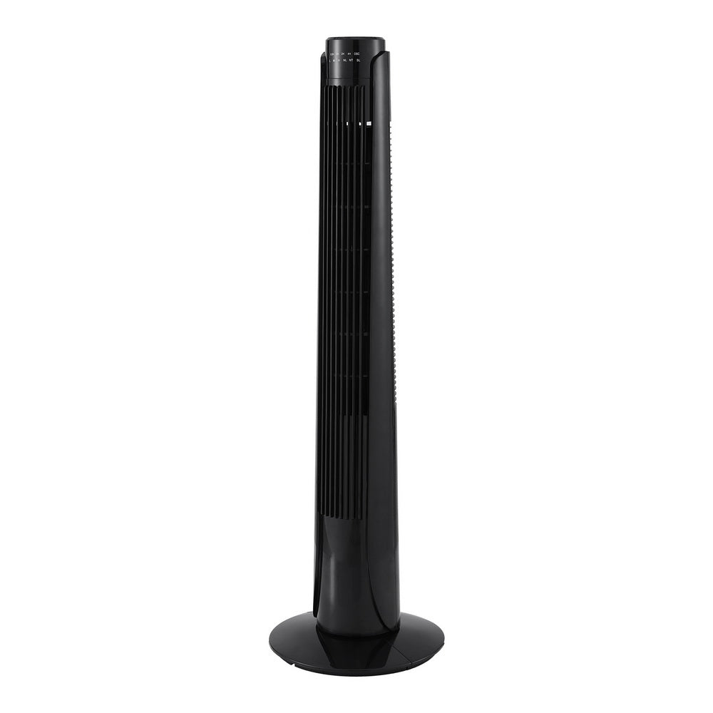 Devanti 93cm Tower Fan Oscillating 3 Speeds Remote Control Black