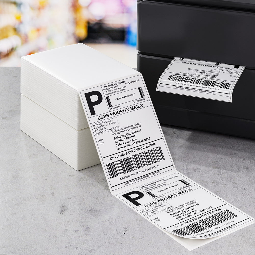1000 Sheets Direct Thermal Shipping Labels 100x150mm White