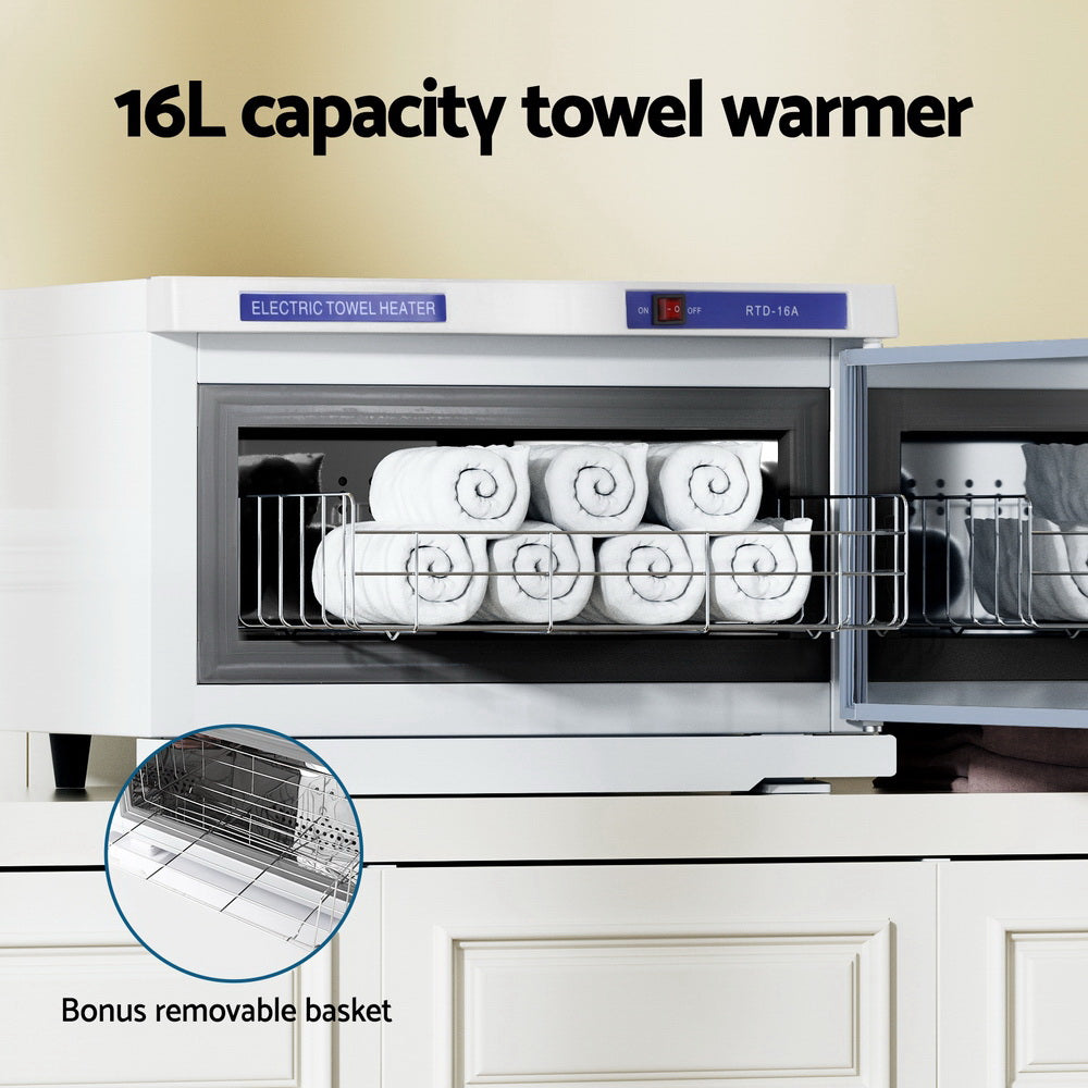 Devanti 16L Towel Warmer UV Steriliser Heater Cabinet White