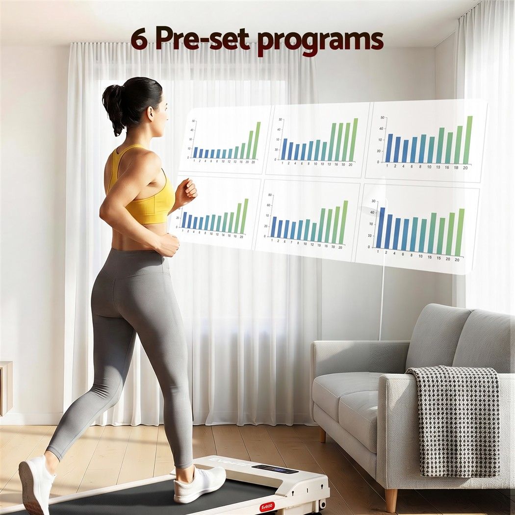Everfit 3 in 1 Walking Pad Treadmill 12% Incline Under Desk Treadmills for Home Gym With 38cm Wide Belt Beige