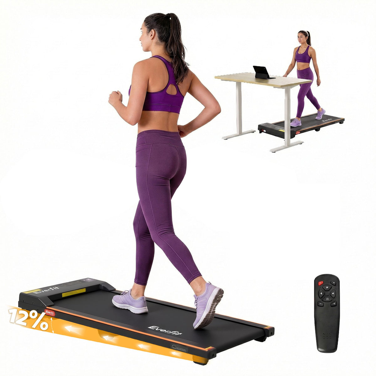 Everfit Walking Pad Treadmill 3 in 1 with 12% Incline