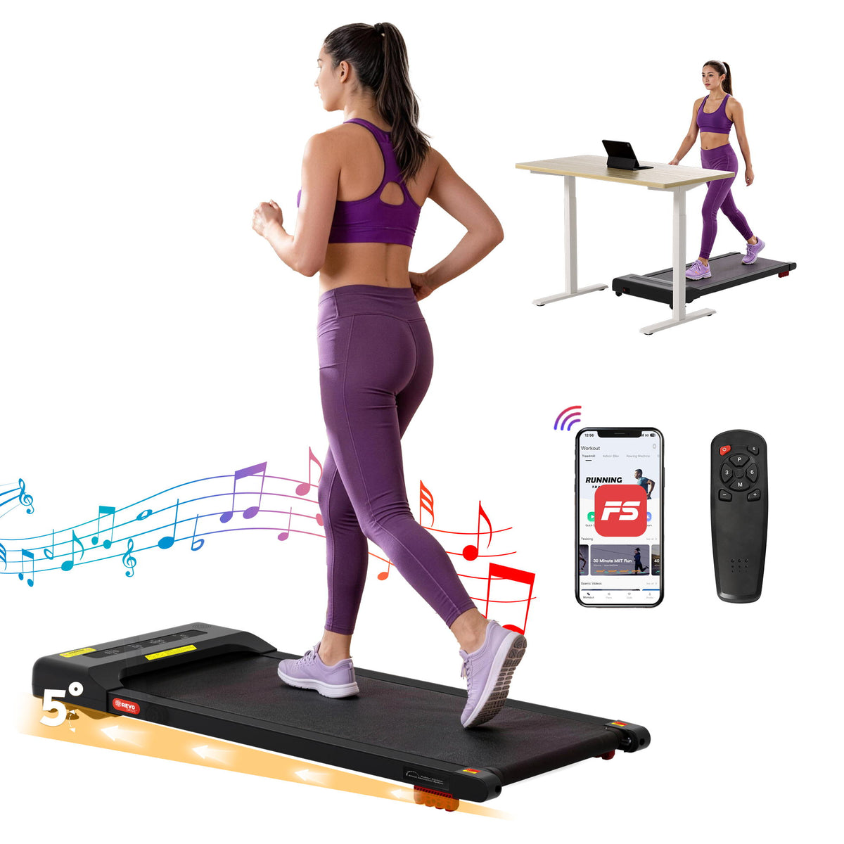 Everfit Electric Walking Pad Treadmill Under Desk 380mm Black