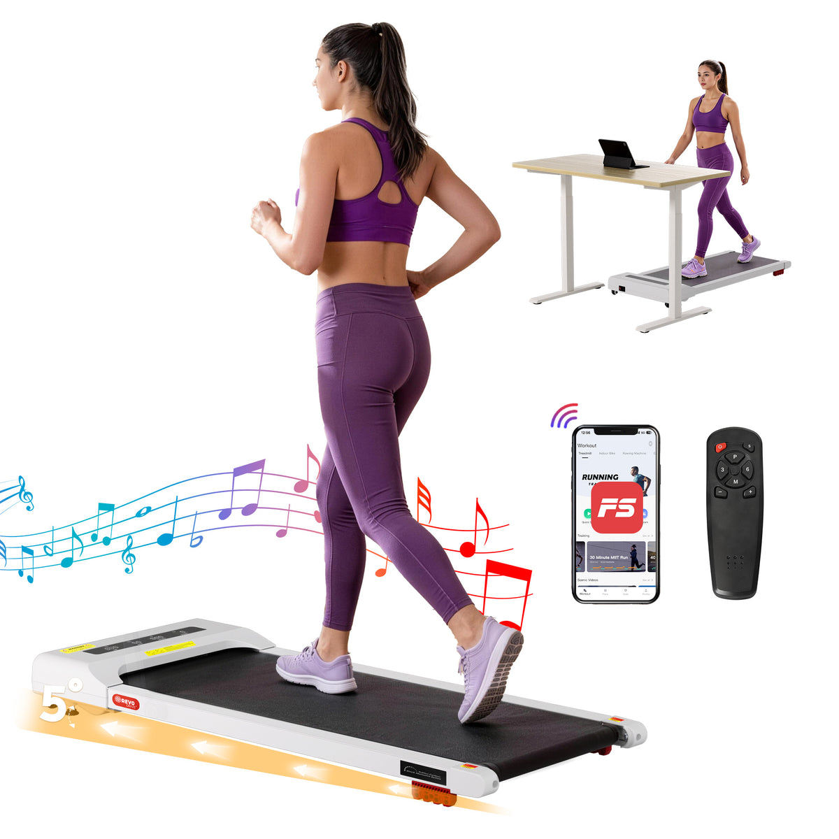 Everfit Electric Walking Pad Treadmill Under Desk 380mm White