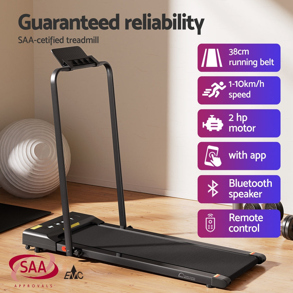 Everfit 380mm Electric Walking Pad Foldable Treadmill Black