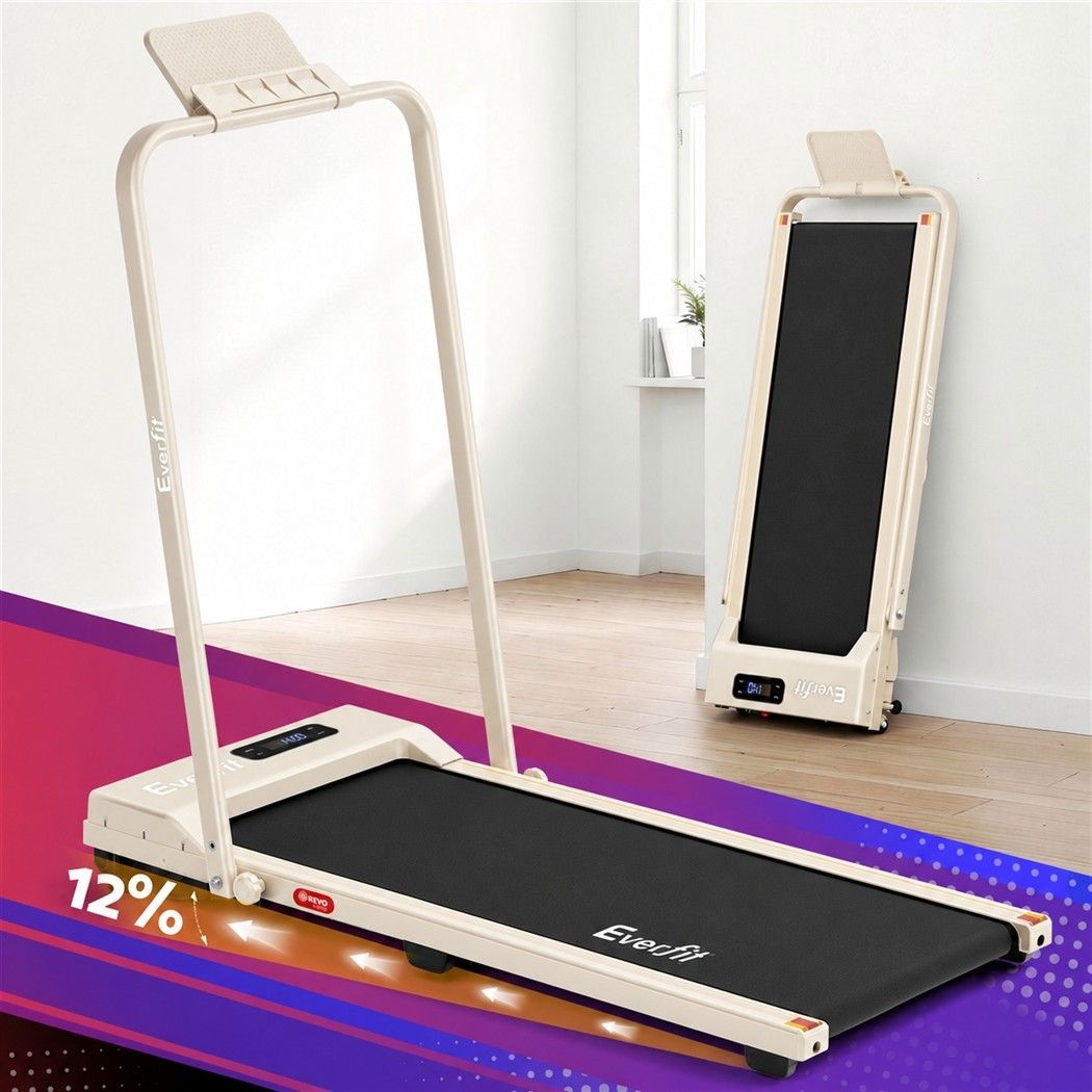 Everfit 3 in 1 Walking Pad Treadmill Foldable 12% Incline Beige