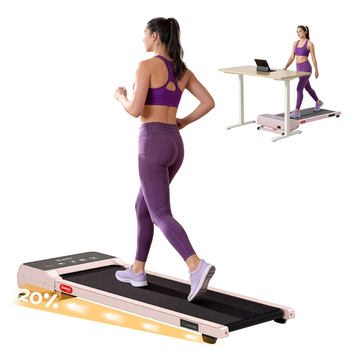 Everfit 3 in 1 Walking Pad Treadmill Under Desk 40cm Belt Pink