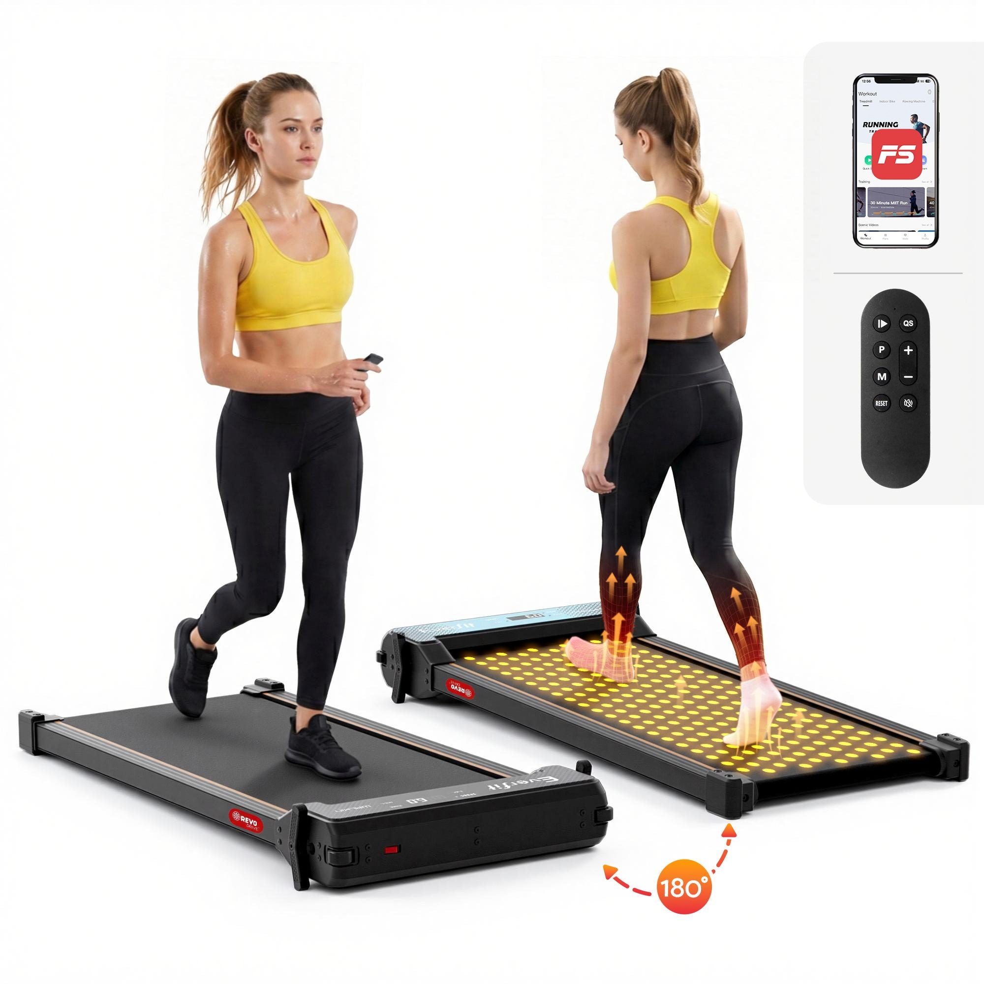 Everfit 2 in 1 Walking Pad Treadmill with Foot Massage Black
