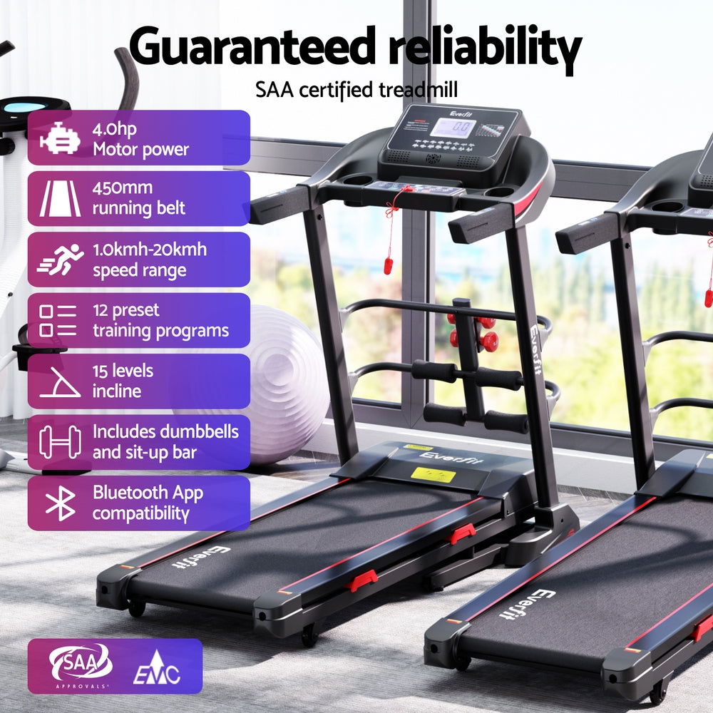 Everfit 450mm Treadmill Electric Home Gym Black Red