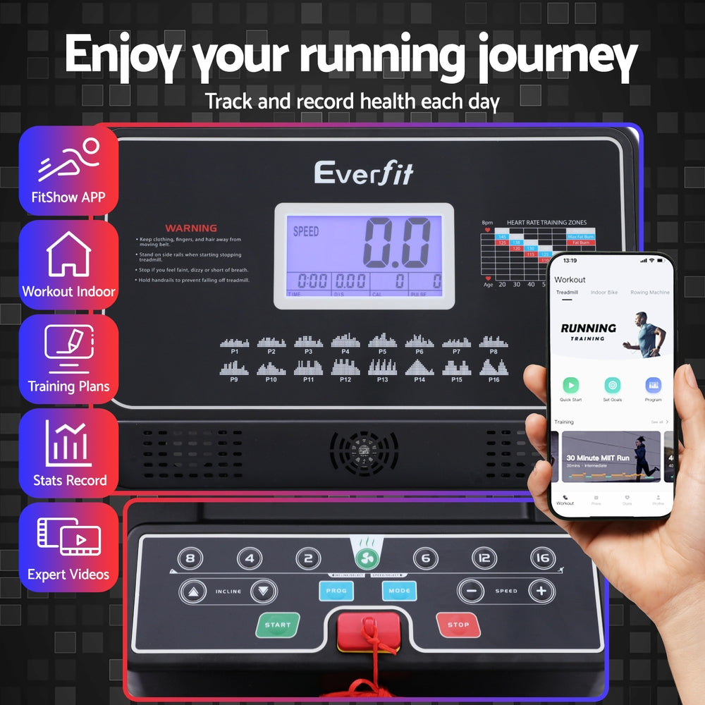 Everfit 450mm Treadmill Electric Home Gym Black Red