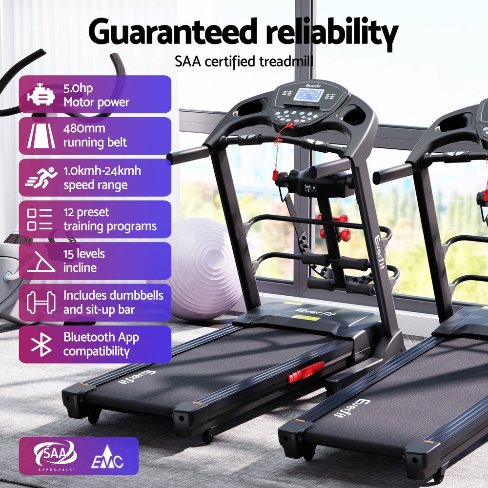 Everfit 480mm Electric Treadmill Home Gym Fitness Machine Black