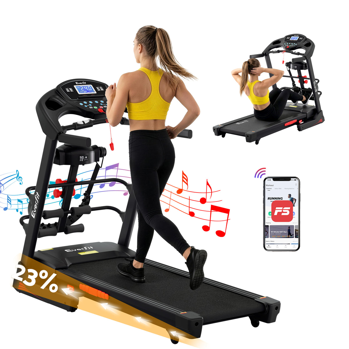 Everfit Electric Home Gym Treadmill with Massager 480mm