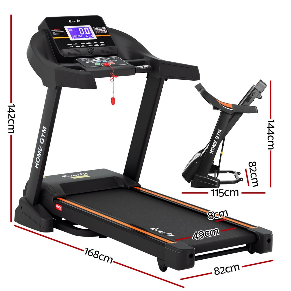 Everfit 490mm Treadmill Electric Auto Incline Black/Orange