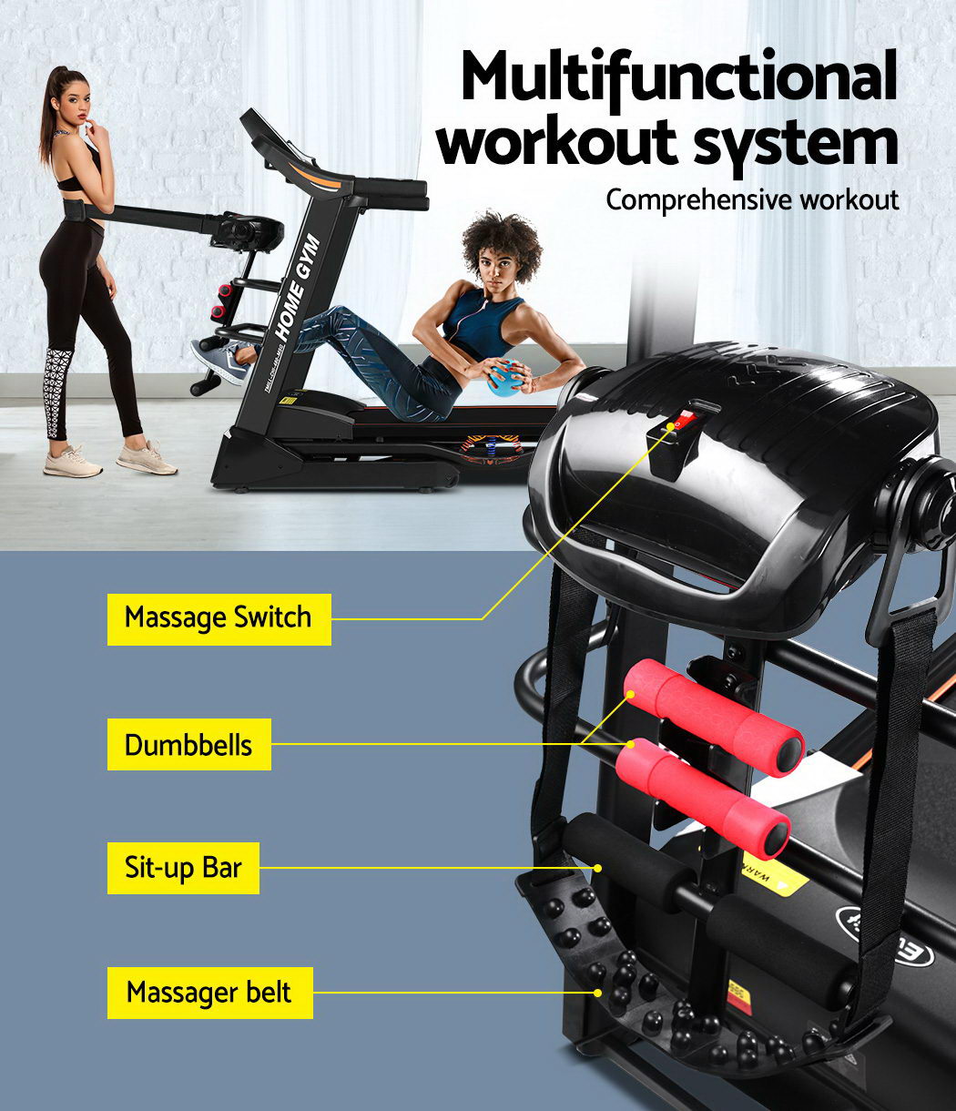Everfit 480mm Treadmill Electric Home Gym Black