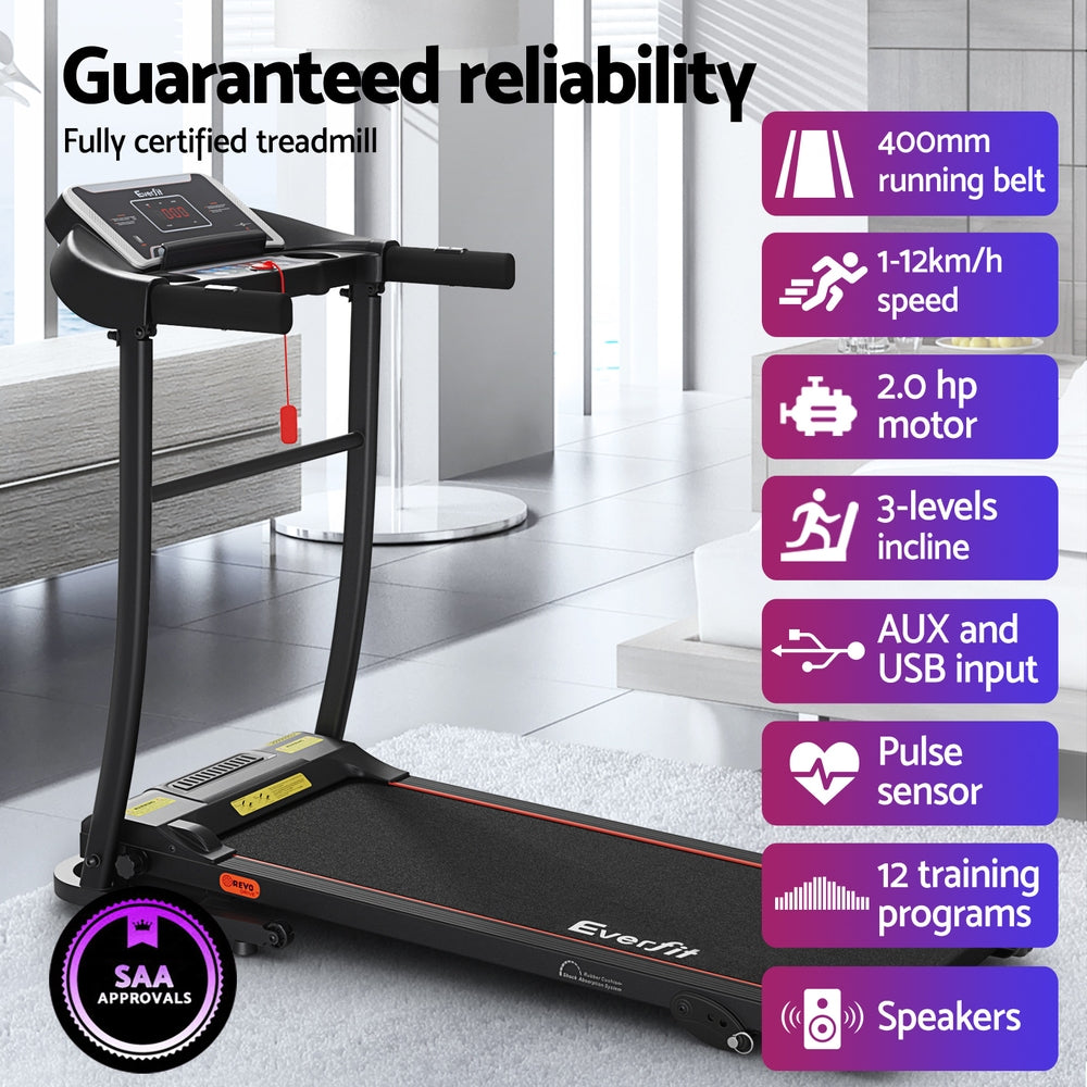 Everfit 400mm Electric Treadmill Home Gym Fitness Incline Black