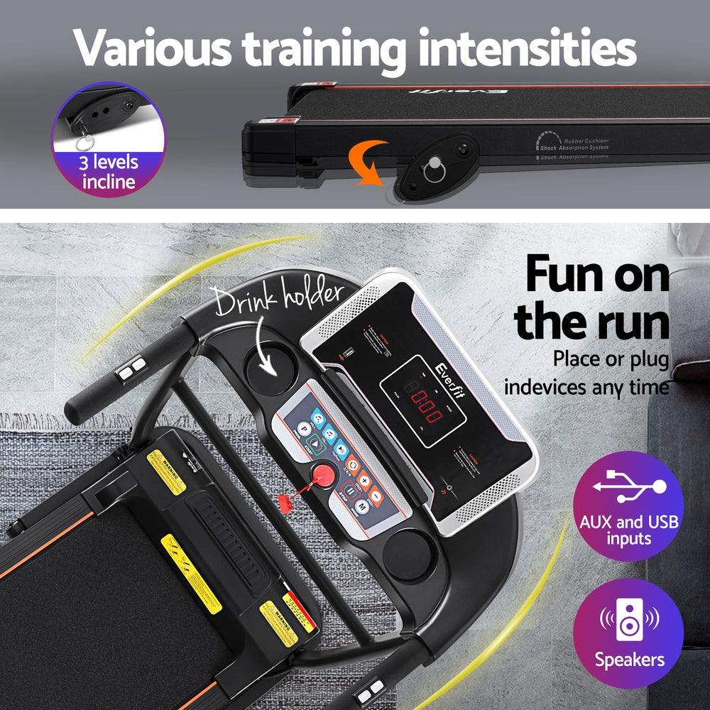 Everfit 400mm Electric Treadmill Home Gym Fitness Incline Black