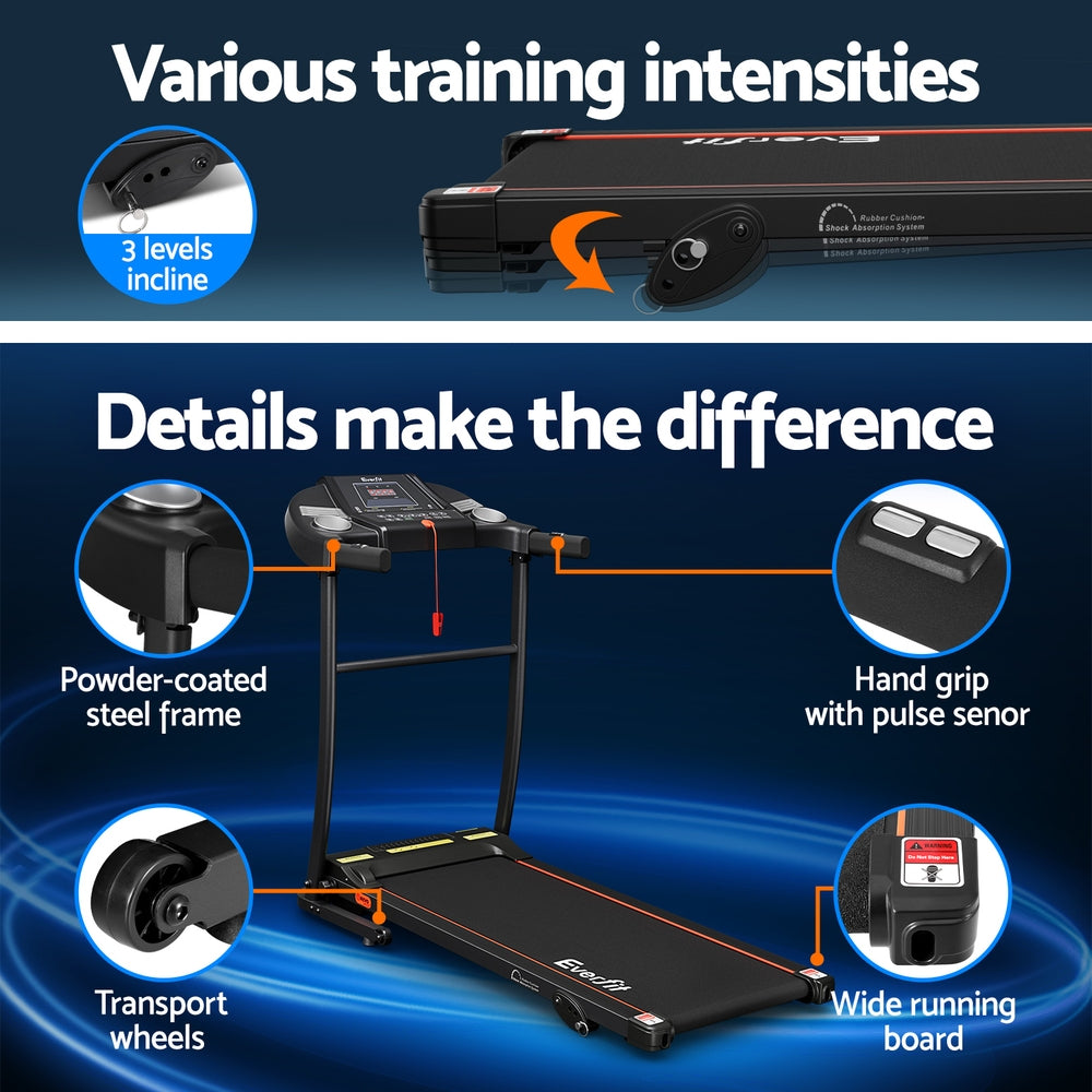 Everfit 400mm Treadmill Electric Home Gym Fitness Black