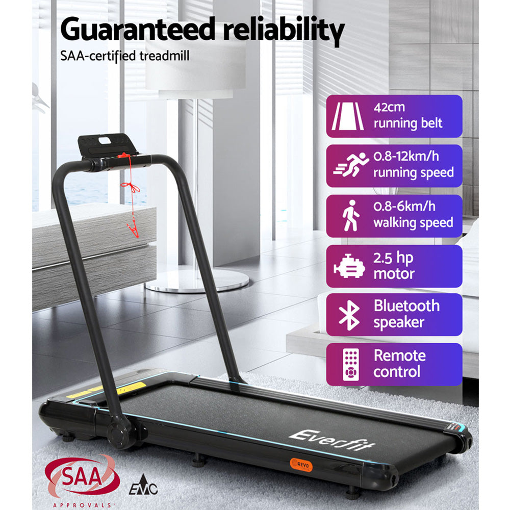 Everfit 420mm Electric Walking Treadmill Under Desk Black/Blue