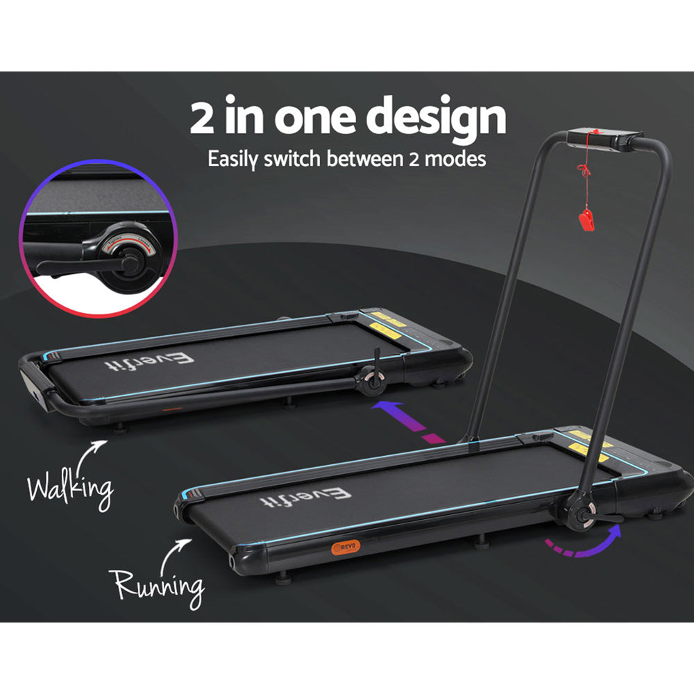 Everfit 420mm Electric Walking Treadmill Under Desk Black/Blue