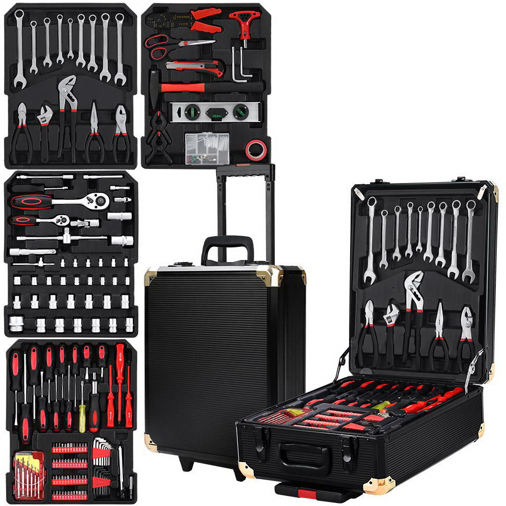 Giantz 816-Piece Mechanics Tool Kit Trolley Case Portable DIY Set Black