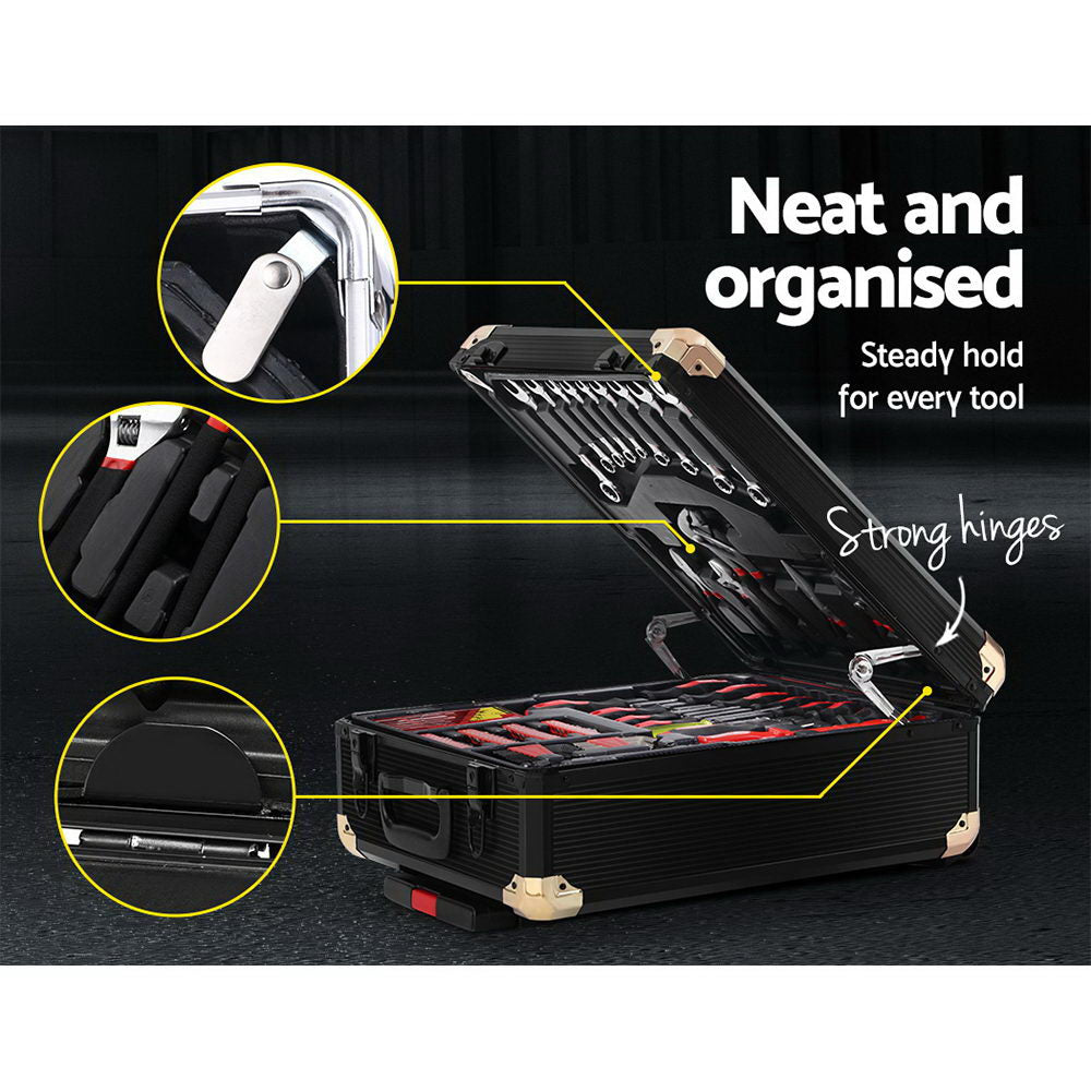 Giantz 816-Piece Mechanics Tool Kit Trolley Case Portable DIY Set Black