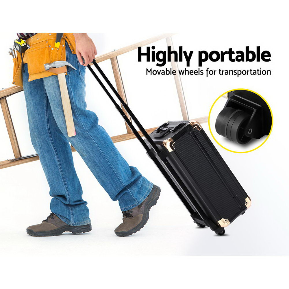 Giantz 816-Piece Mechanics Tool Kit Trolley Case Portable DIY Set Black