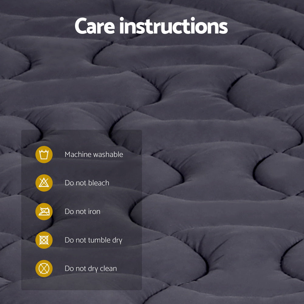 Giselle King Single Mattress Topper Pillowtop 3-Zone Charcoal