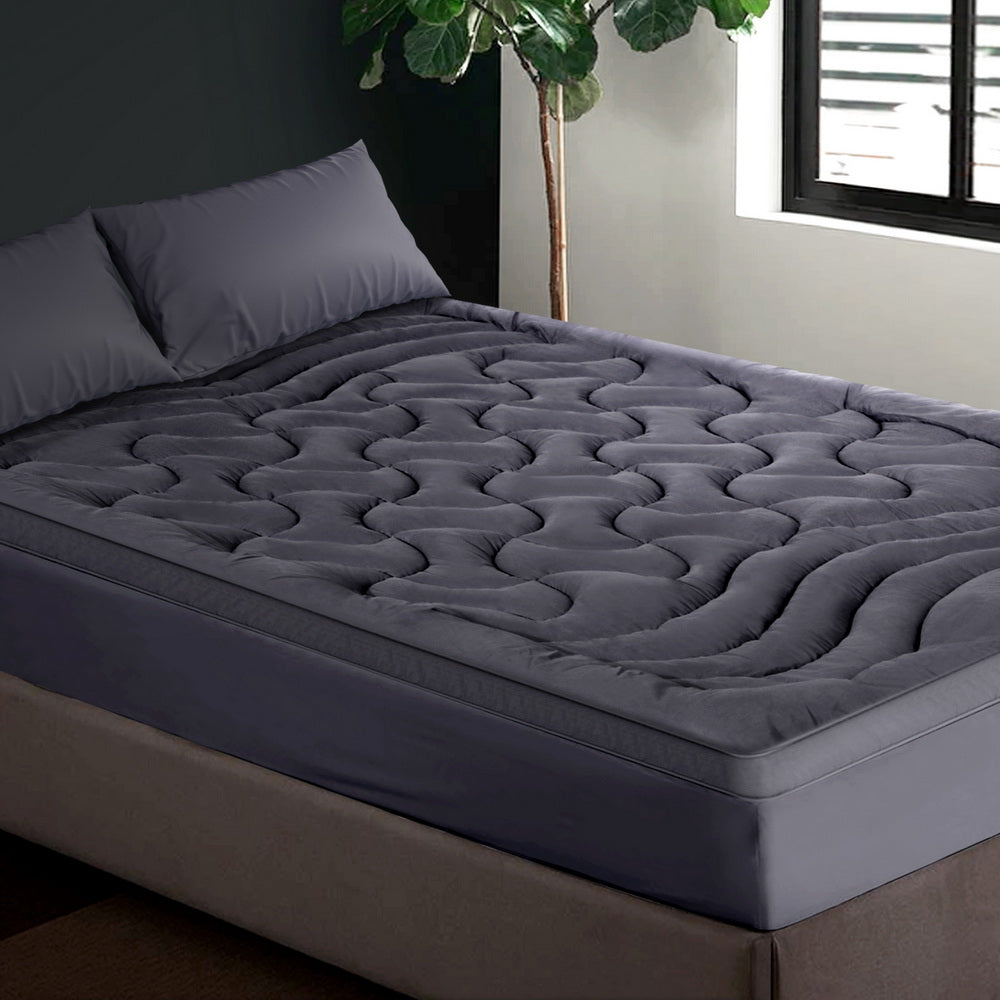 Giselle Bedding Queen Pillowtop Mattress Topper 1000GSM Charcoal