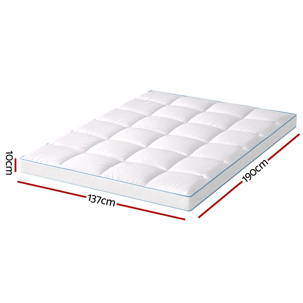Giselle Double Mattress Topper Pillowtop Bamboo 10cm White