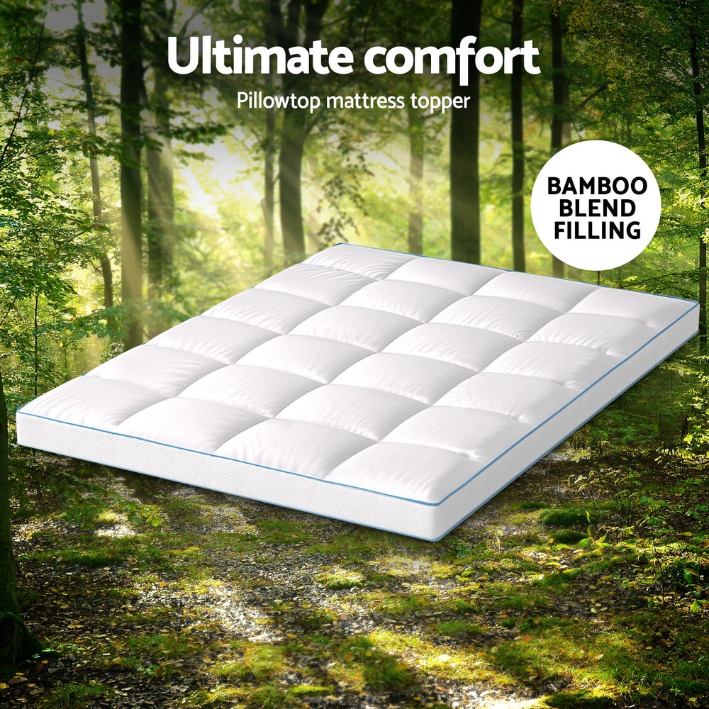 Giselle Double Mattress Topper Pillowtop Bamboo 10cm White