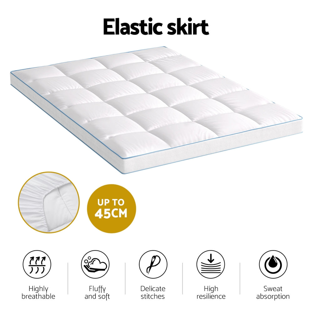 Giselle Double Mattress Topper Pillowtop Bamboo 10cm White