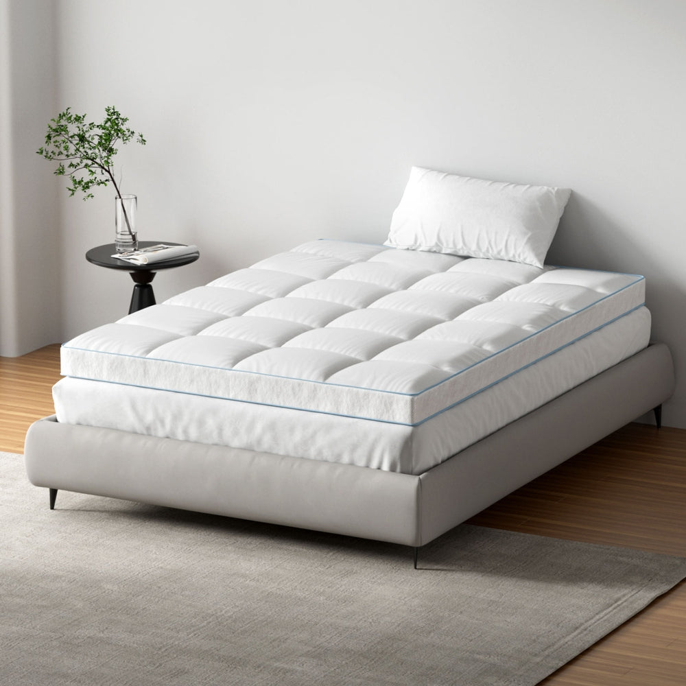 Giselle Double Mattress Topper Pillowtop Bamboo 10cm White