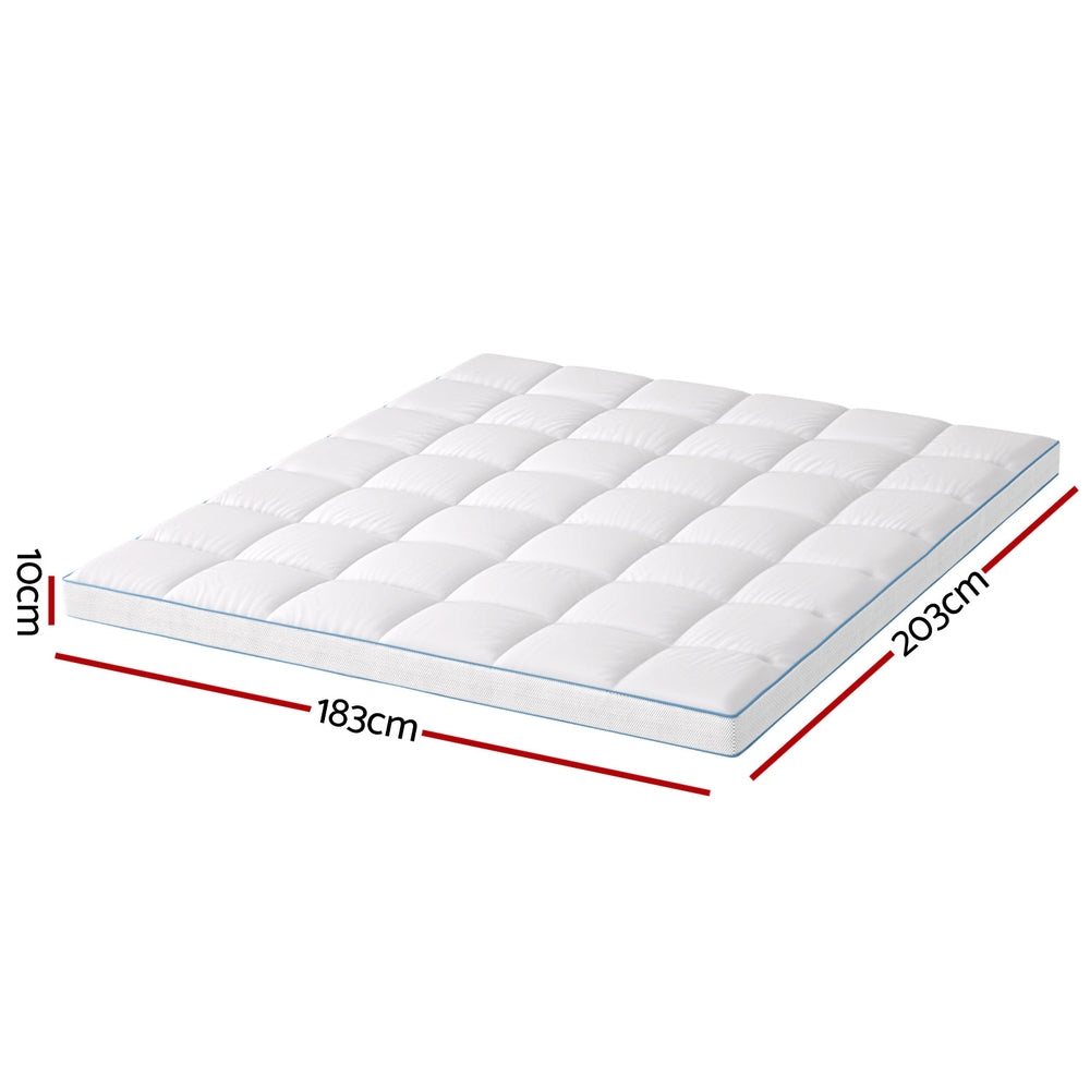 Giselle King Mattress Topper Pillowtop Bamboo 10cm White
