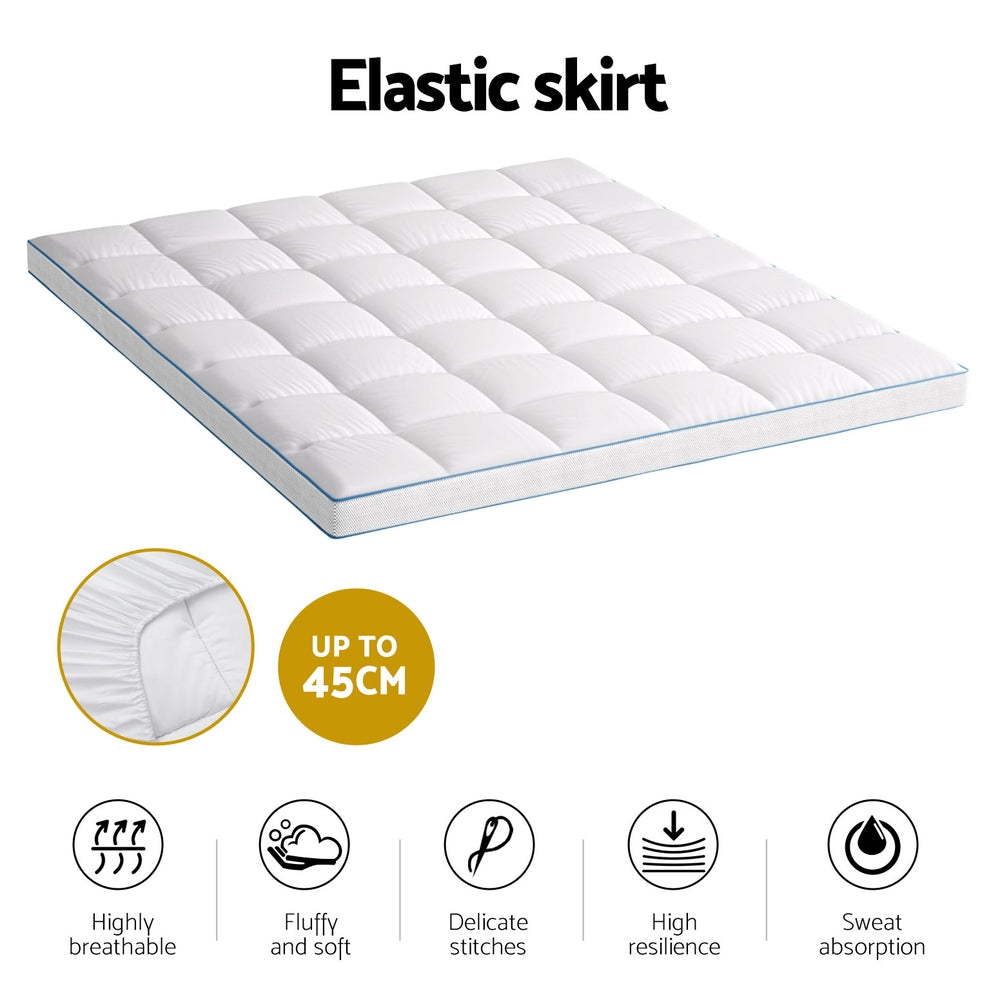 Giselle King Mattress Topper Pillowtop Bamboo 10cm White