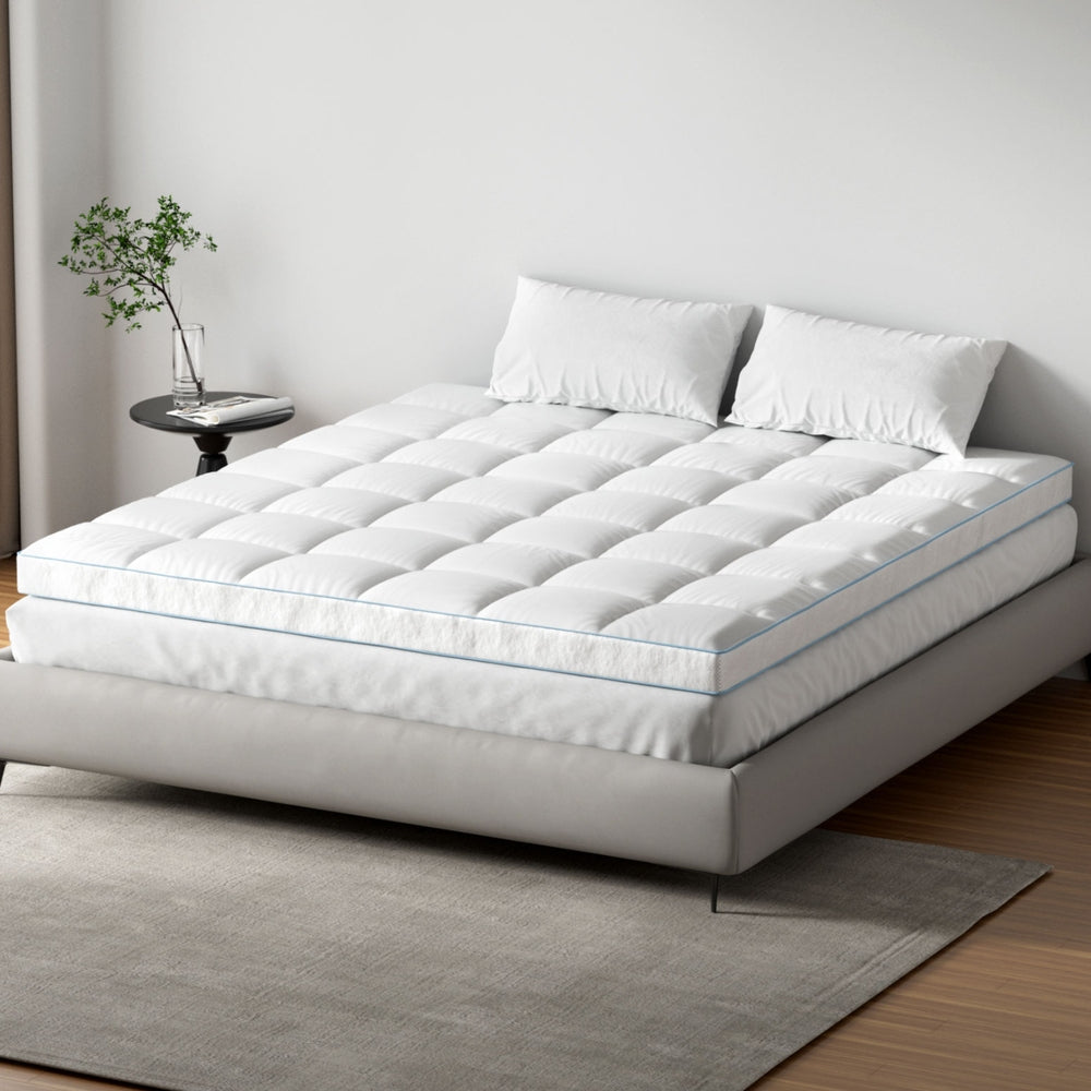 Giselle King Mattress Topper Pillowtop Bamboo 10cm White