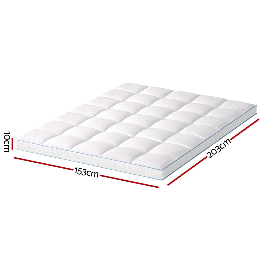 Giselle Queen Mattress Topper Pillowtop Bamboo 10cm White
