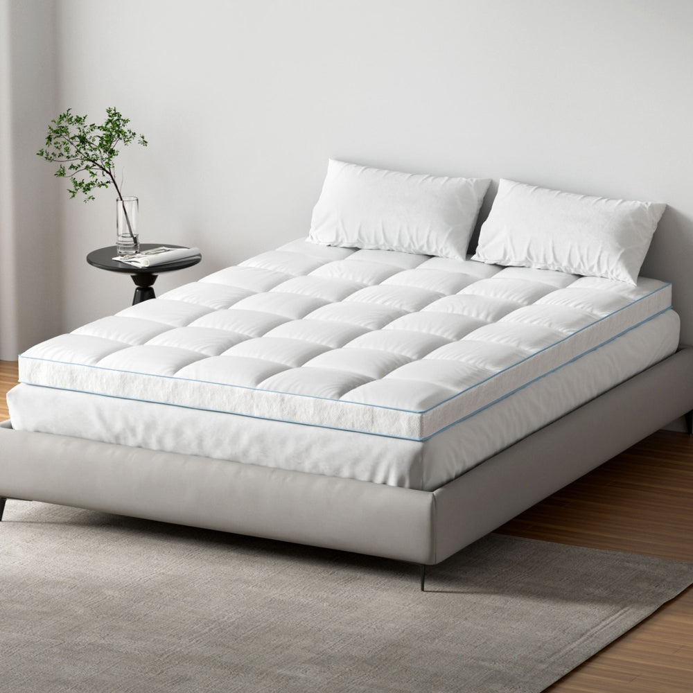 Giselle Queen Mattress Topper Pillowtop Bamboo 10cm White