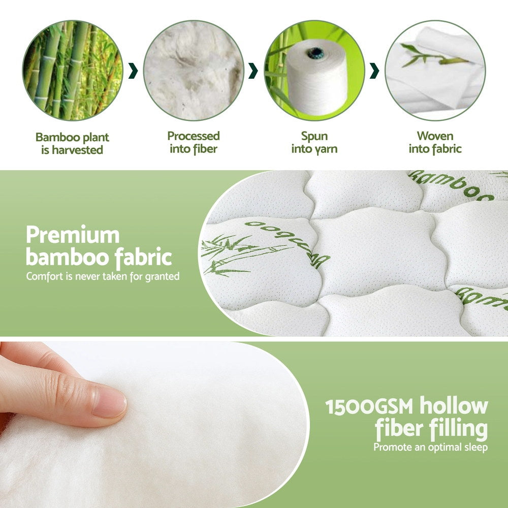 Giselle King Mattress Topper 11cm Bamboo Pillowtop Green & White