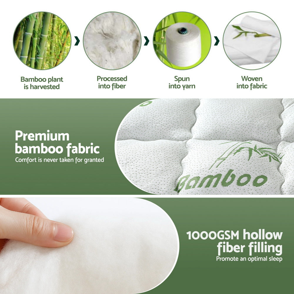 Giselle Queen Mattress Topper 5cm Pillowtop Bamboo Green & White