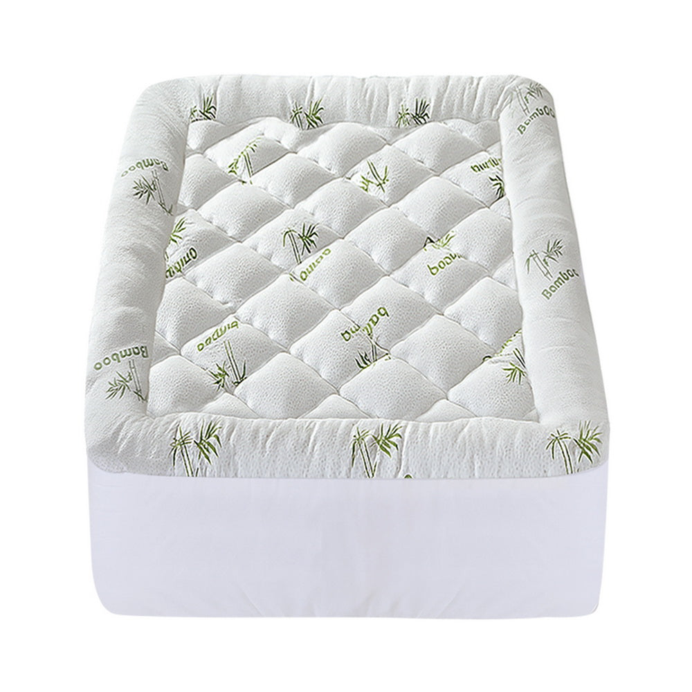 Giselle Single Mattress Topper 5cm Pillowtop Bamboo Green & White