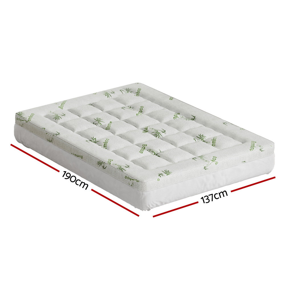 Giselle Double Mattress Topper Pillowtop Bamboo 7.5cm White