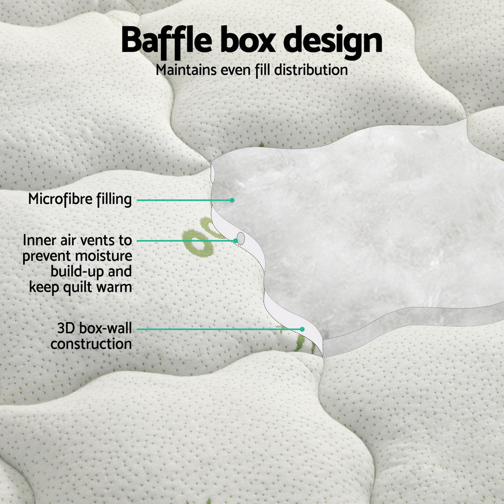 Giselle Double Mattress Topper Pillowtop Bamboo 7.5cm White