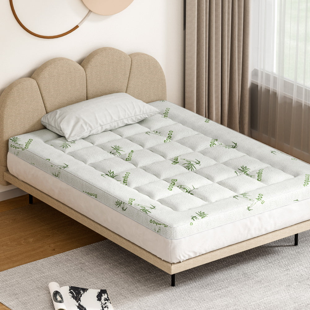 Giselle Double Mattress Topper Pillowtop Bamboo 7.5cm White