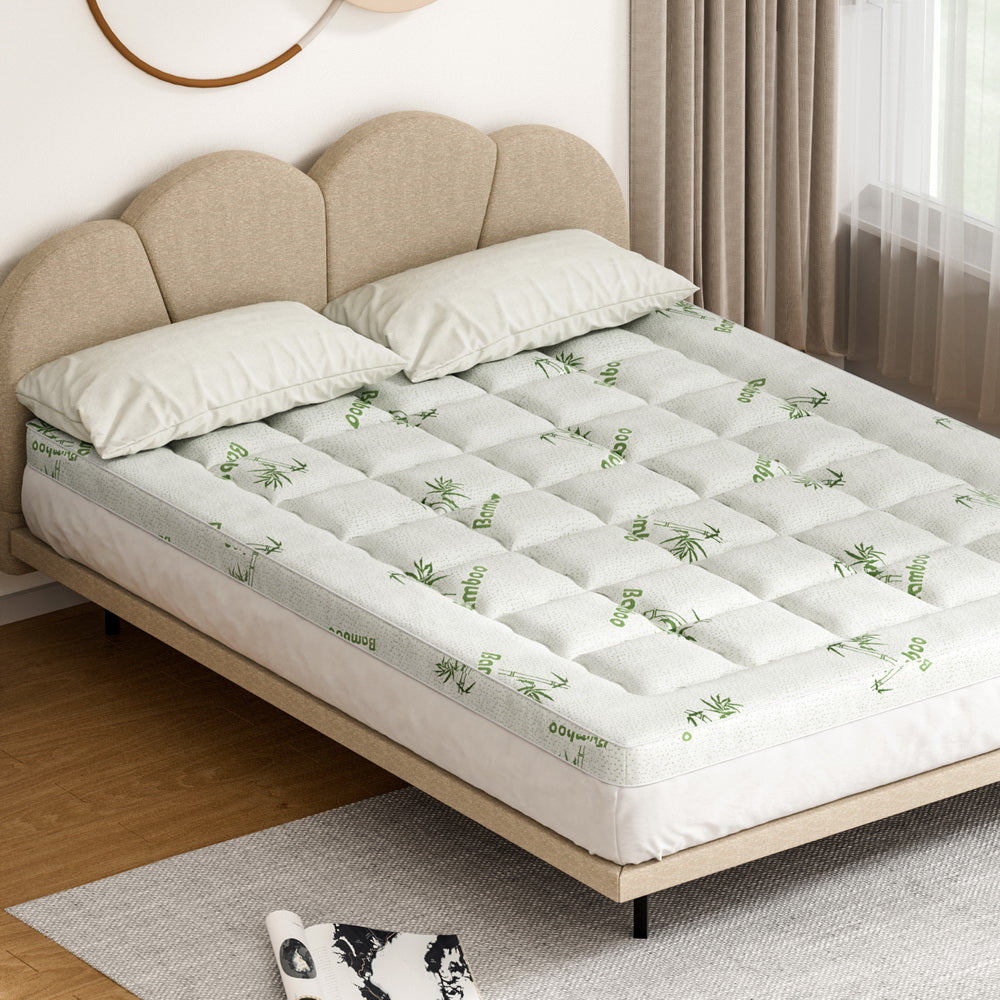 Giselle Queen Pillowtop Mattress Topper Bamboo 7.5cm White