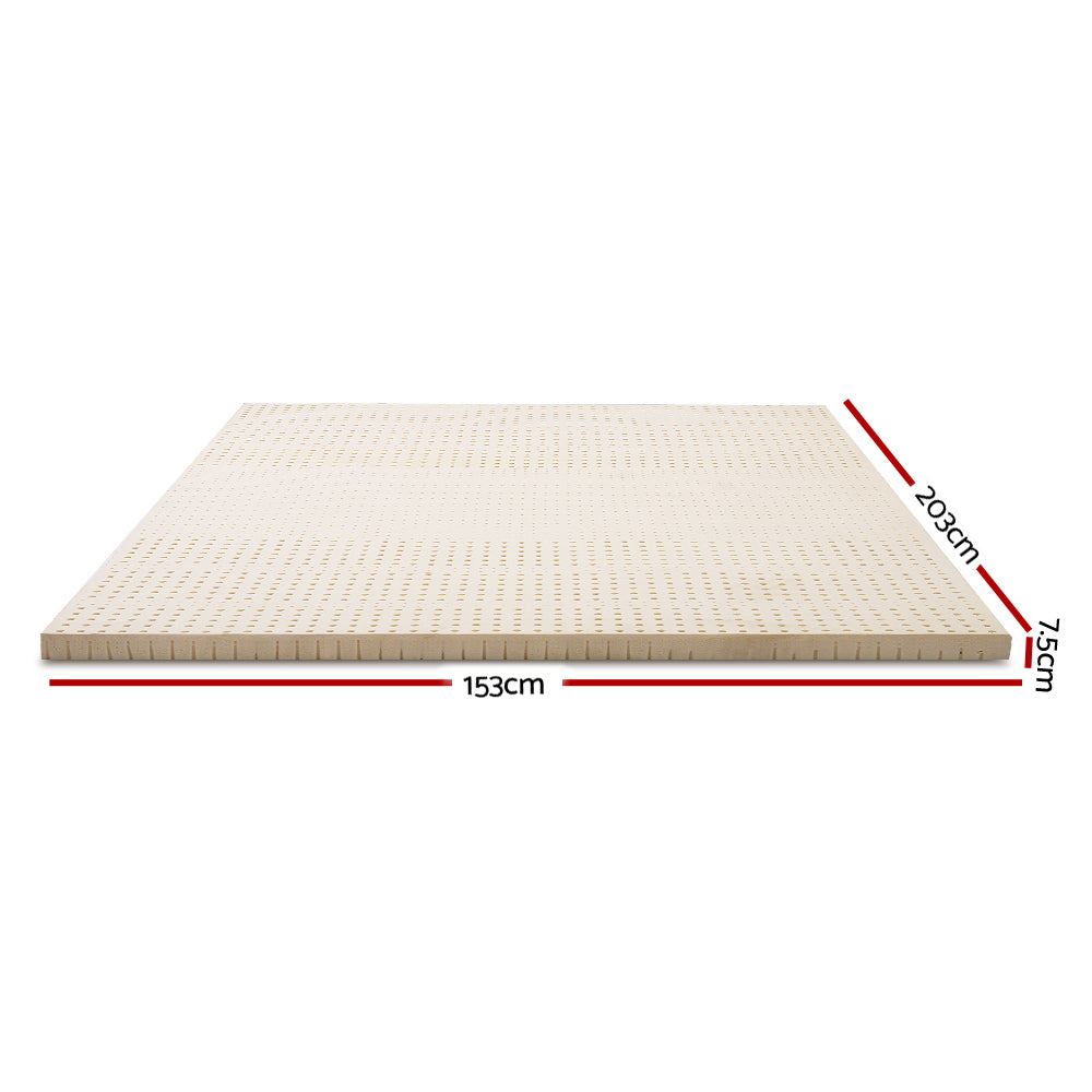 Giselle Queen Latex Mattress Topper 7.5cm Breathable Anti-Bacterial
