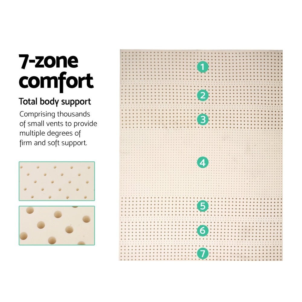 Giselle Queen Latex Mattress Topper 7.5cm Breathable Anti-Bacterial